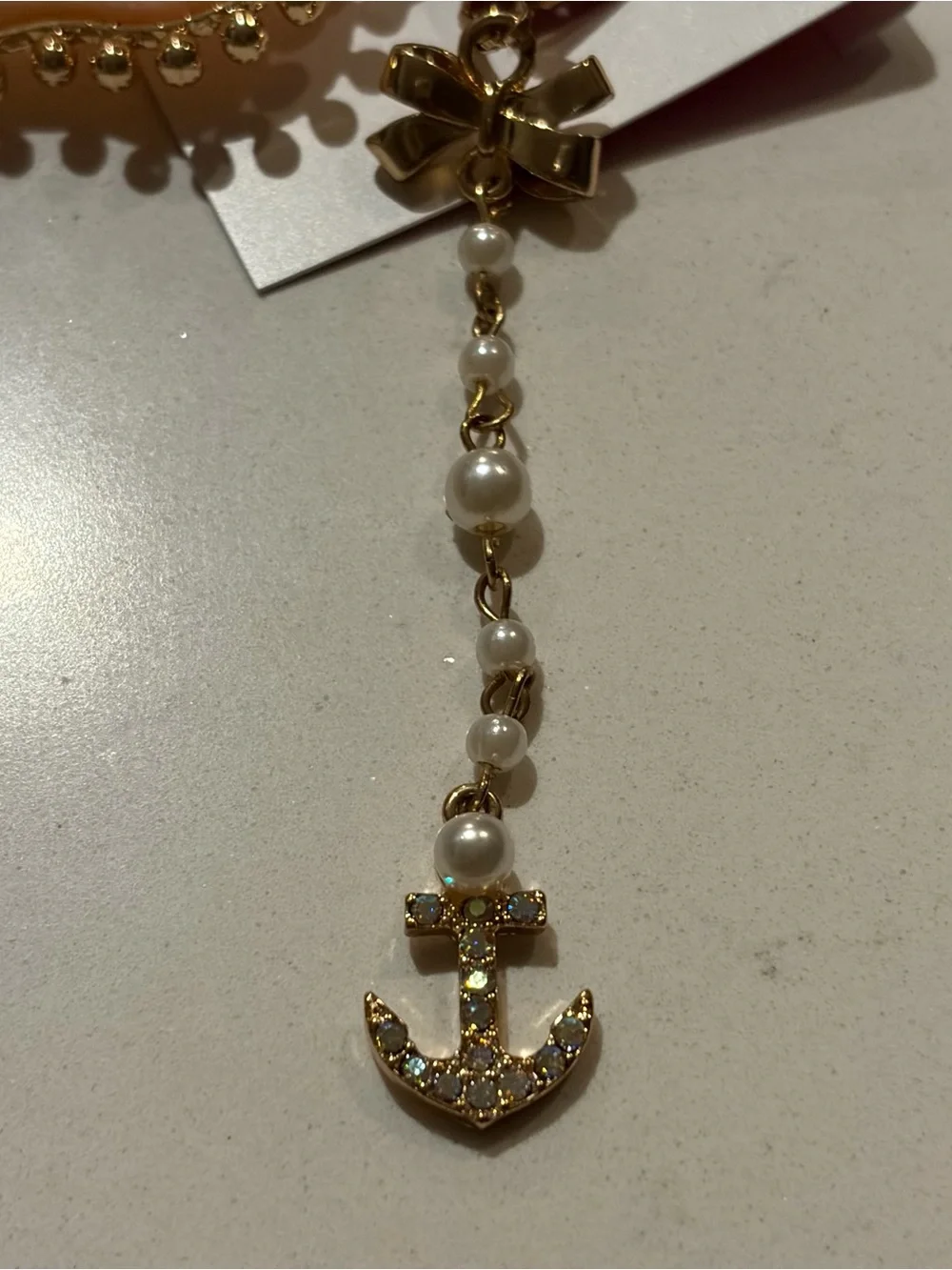 Betsey Johnson Mismatched Seahorse and Pearl Drop Anchor Earrings